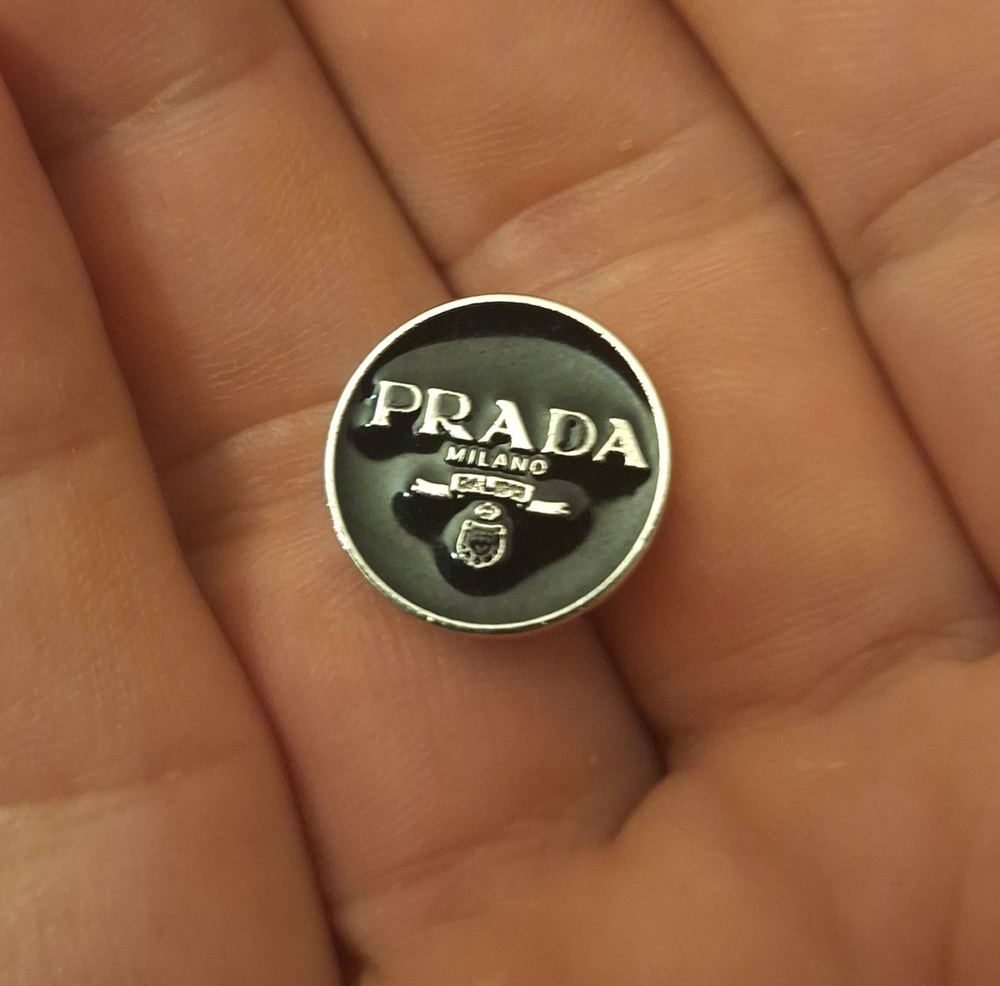 Buttons 26 mm. Silver & black enemal