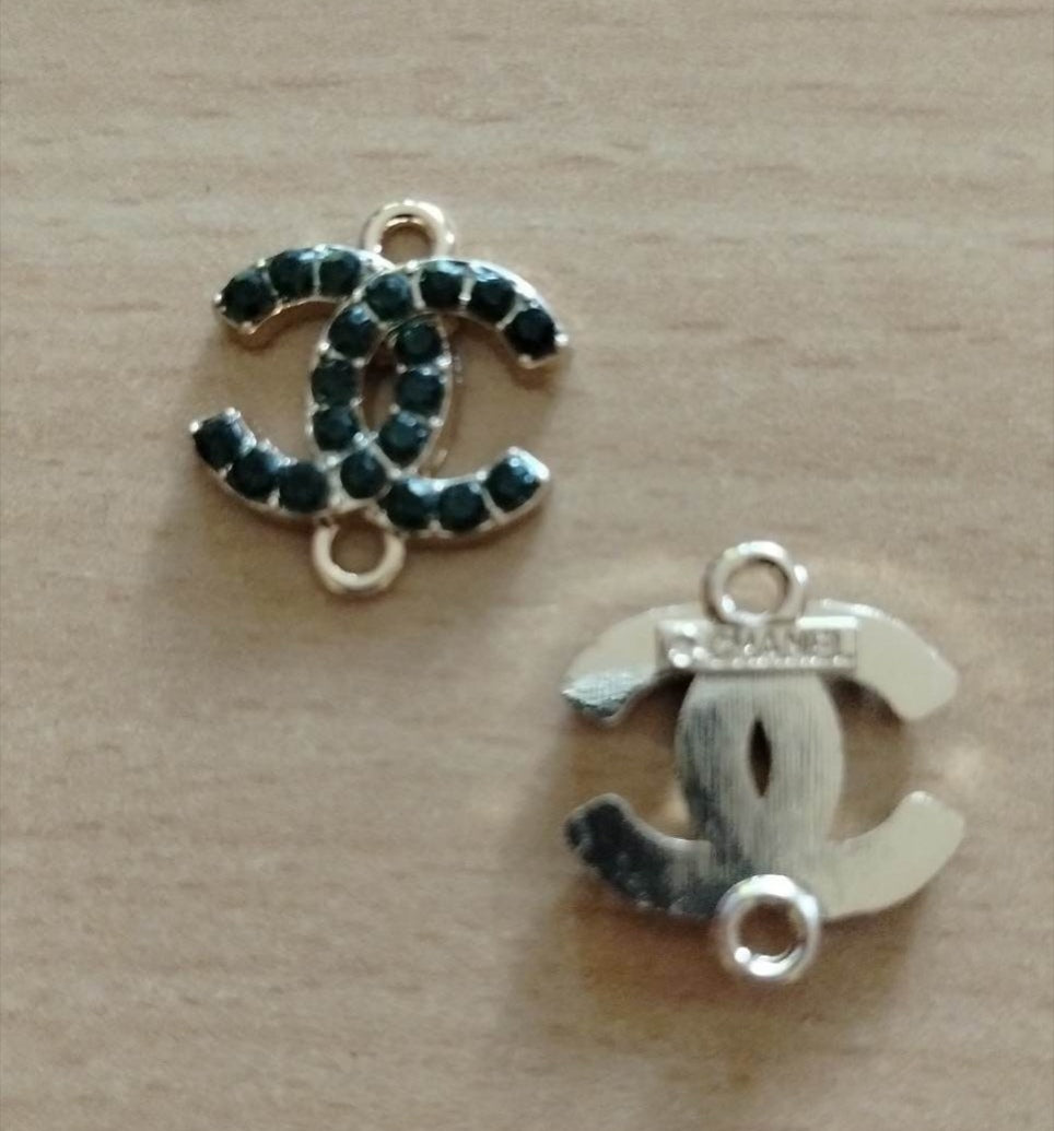 pendants gold (2 hole) green zircon 18/20 mm