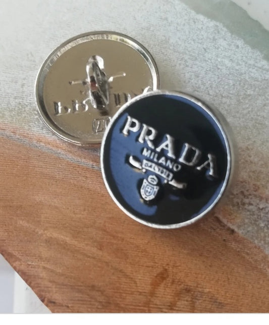 Buttons 26 mm. Silver & black enemal