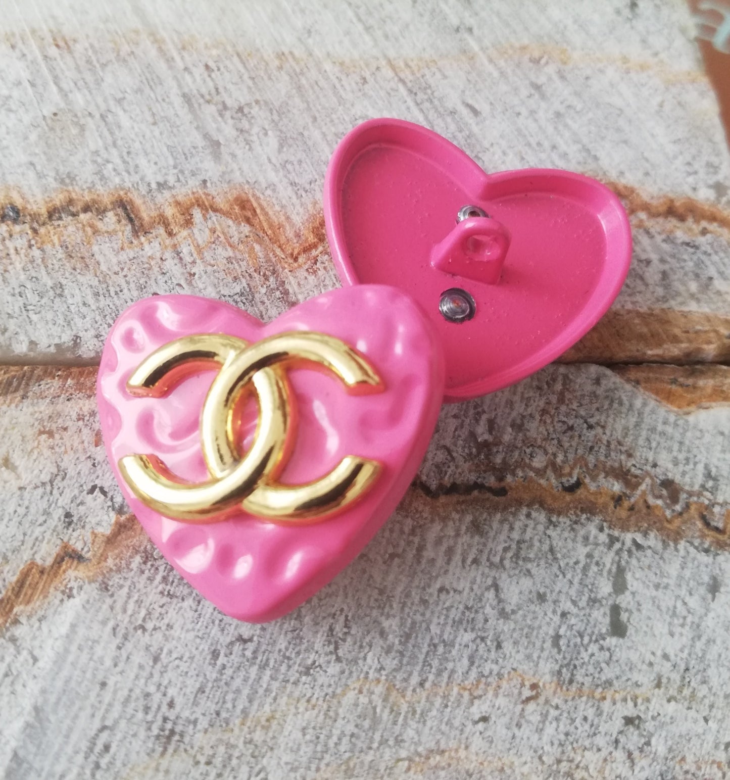 1 Buttons pink&gold 25 mm