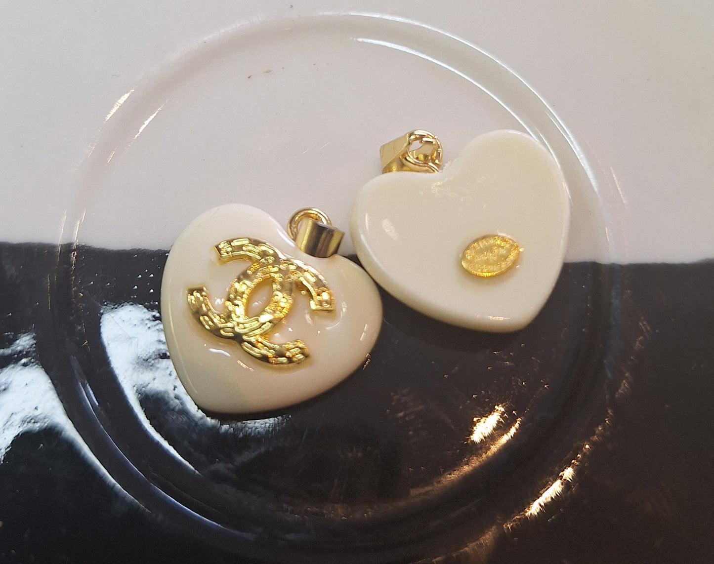 Pendants white & gold 20 mm