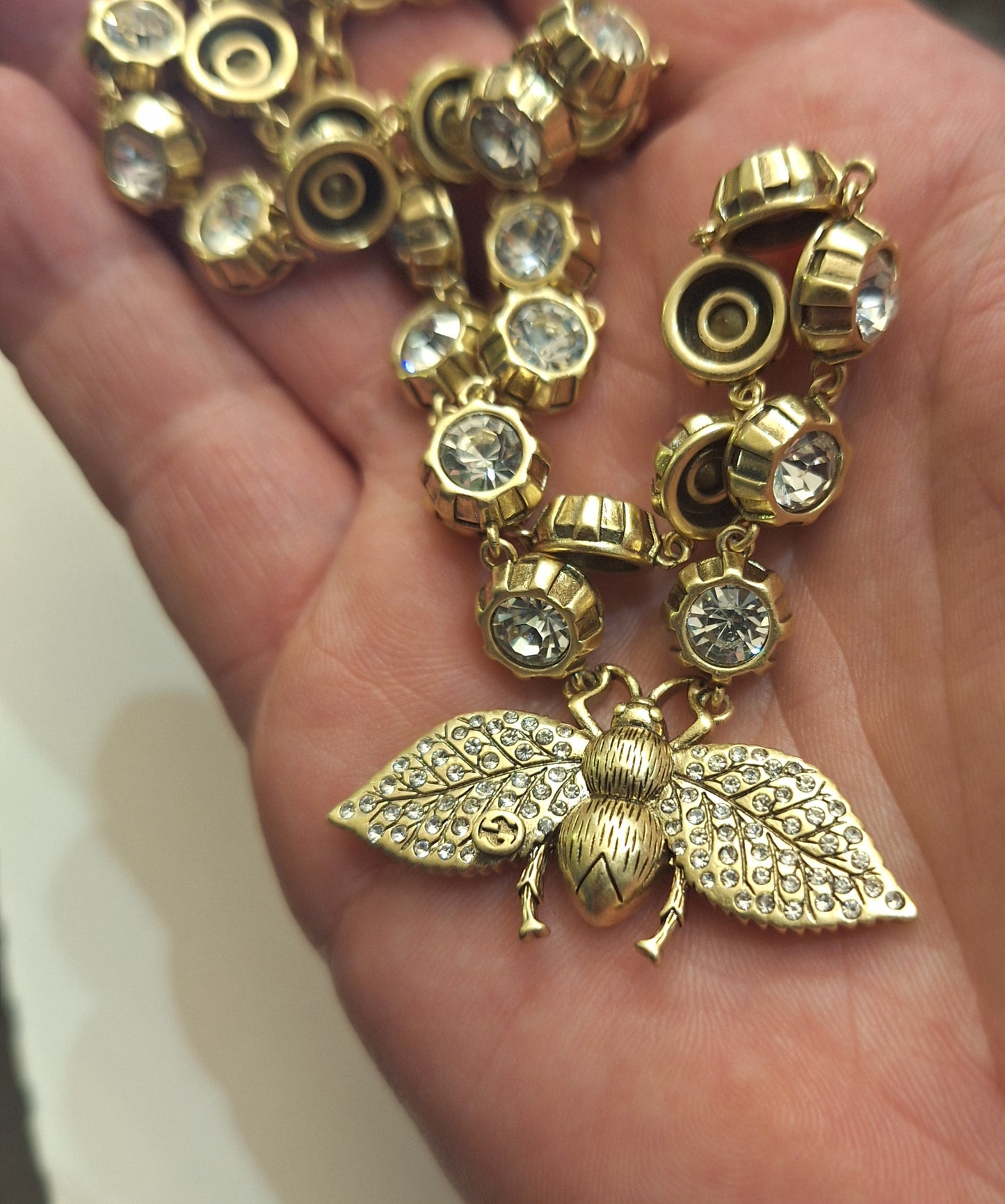 Necklace gold color. Stsmped . 38 +6 cm