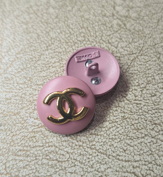 1 buttons metal pink & gold 20 mm