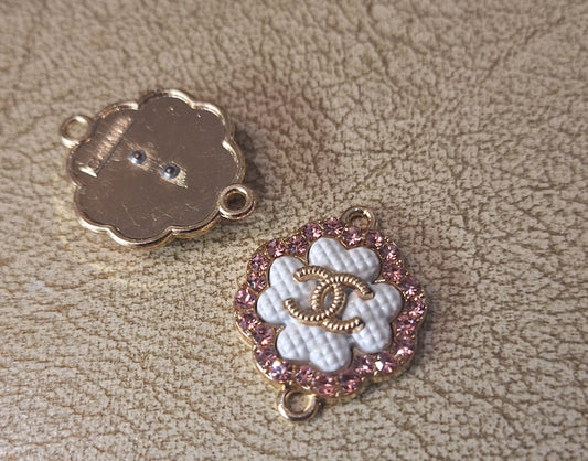 1 pendants gold, white & pink zircon. 22/28 mm