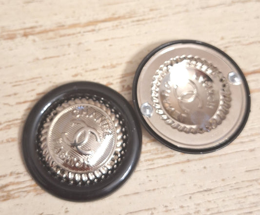 Tab - buttons. Black & silver. 44 mm. 3 holes