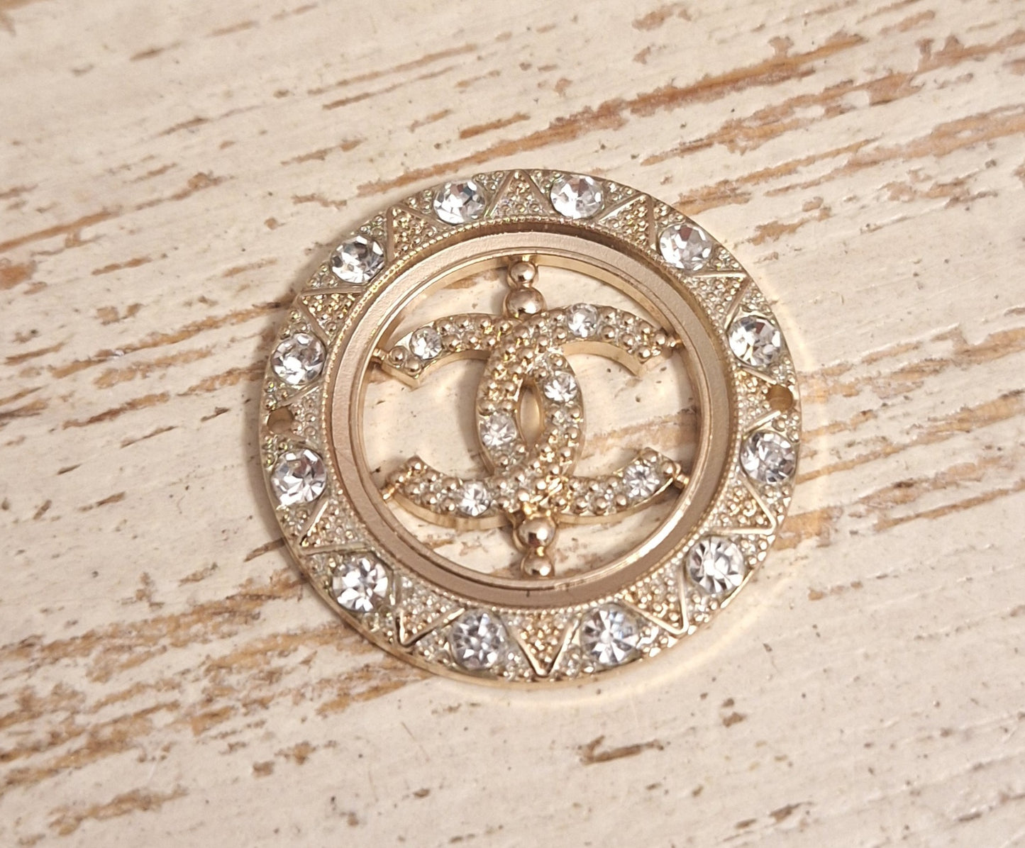 Tab -  buttons - gold and zircon. 35 mm