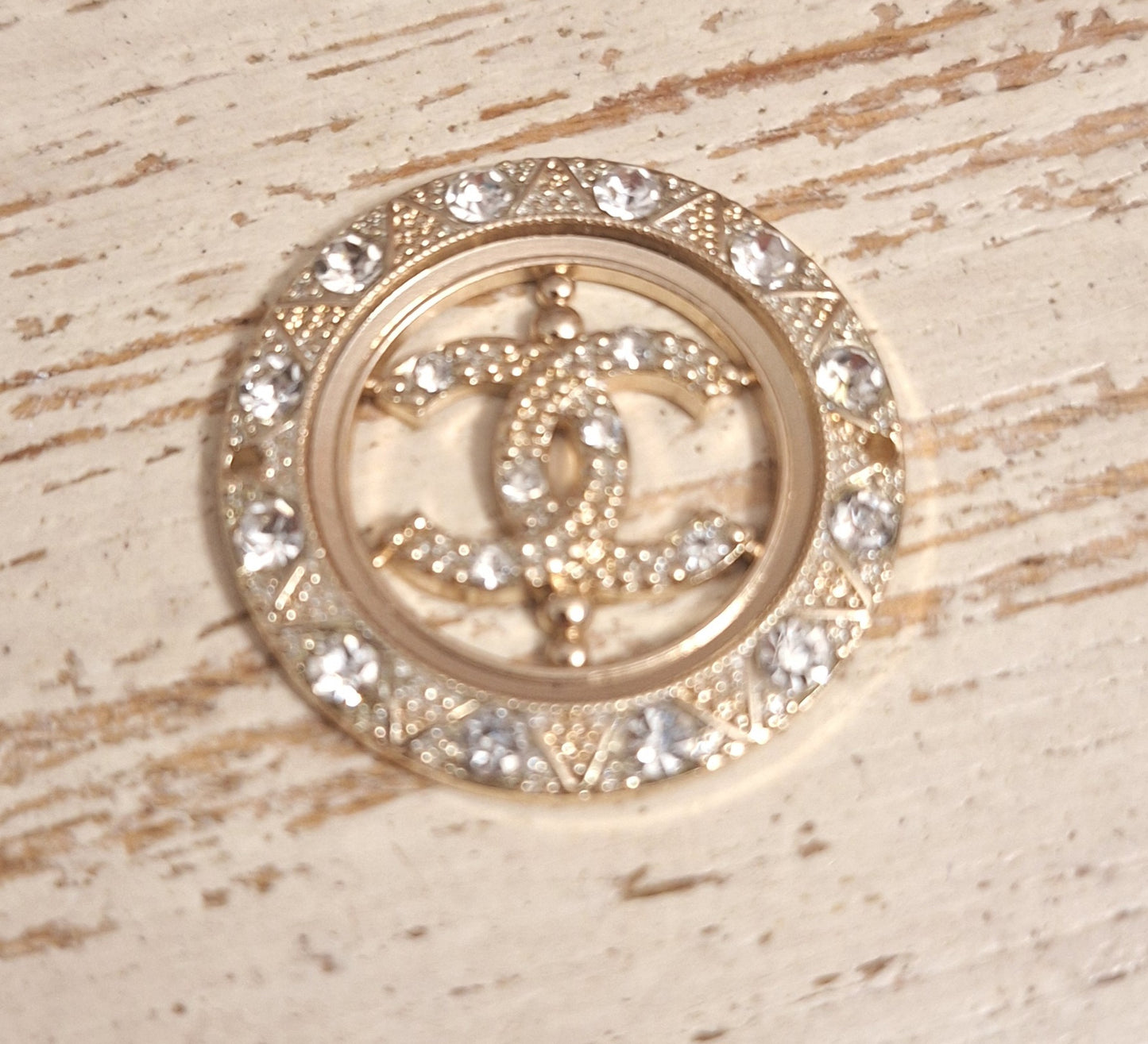 Tab -  buttons - gold and zircon. 35 mm