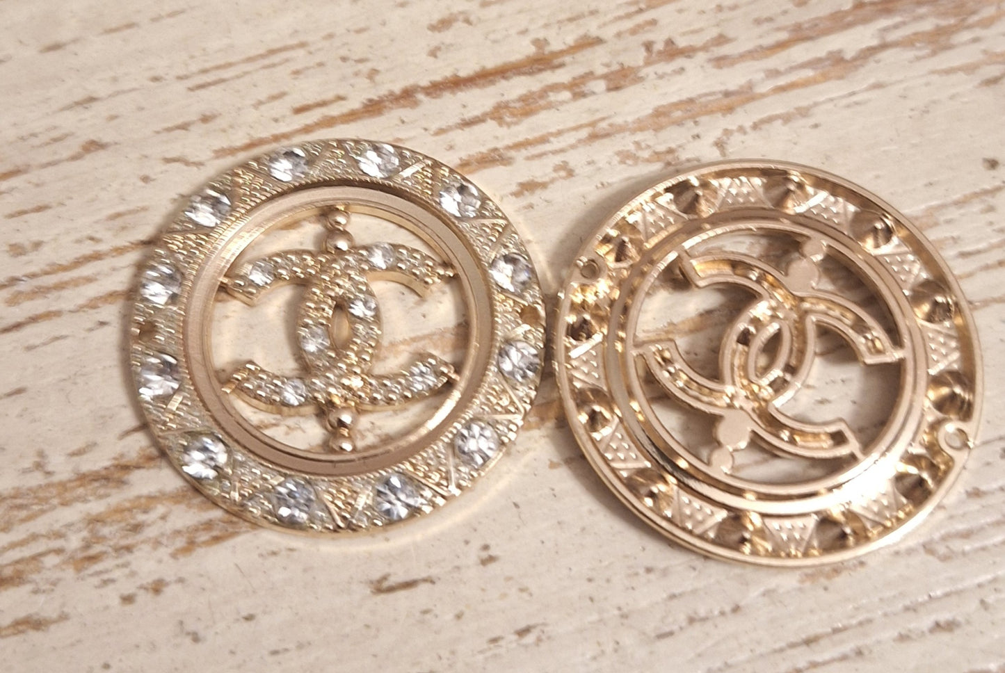 Tab -  buttons - gold and zircon. 35 mm