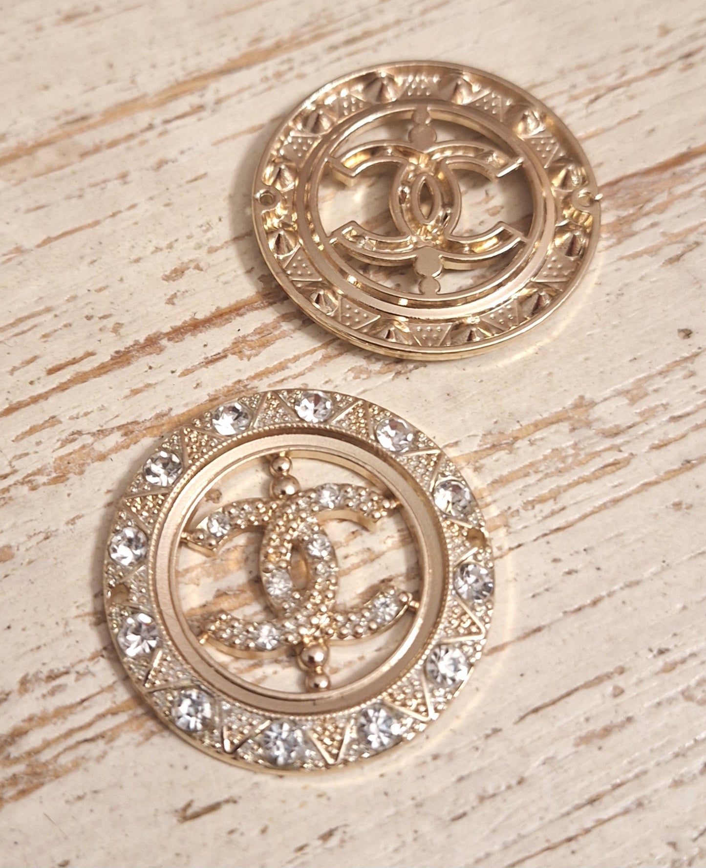 Tab -  buttons - gold and zircon. 35 mm