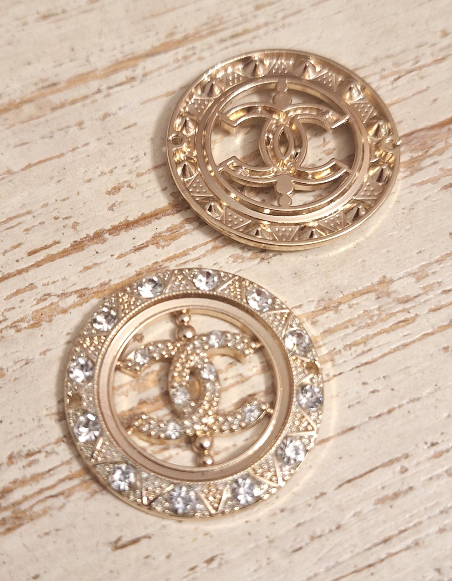 Tab -  buttons - gold and zircon. 35 mm