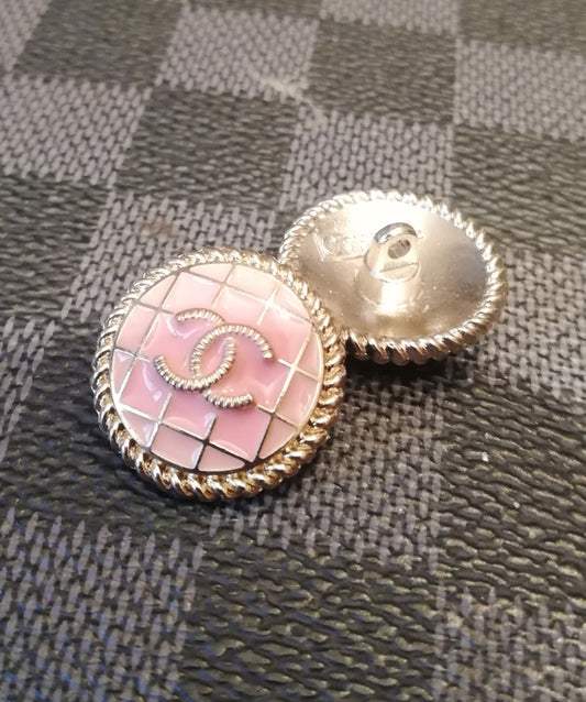 1 Buttons gold & pink 20 mm