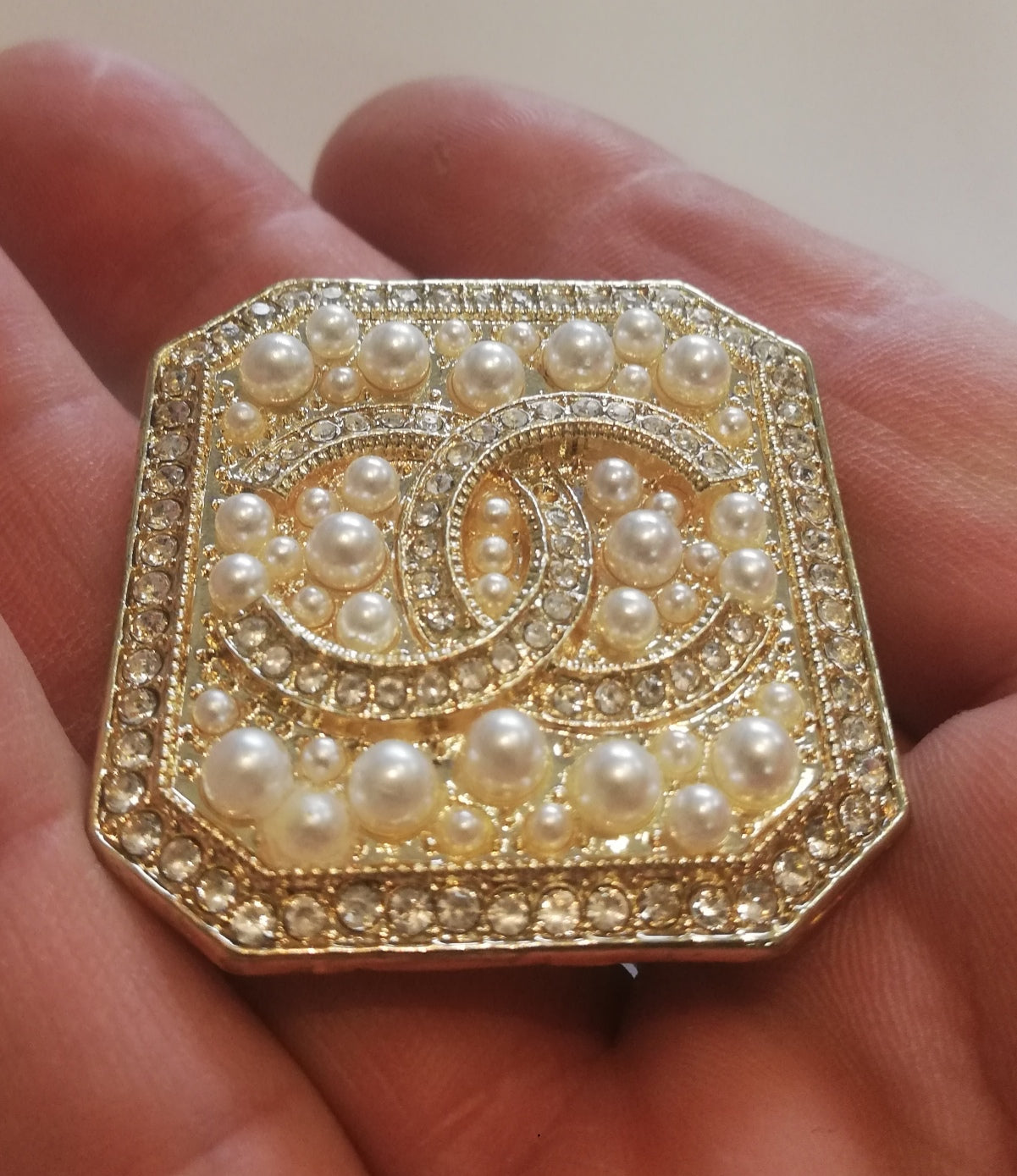 Brooch gold & pearls 38/40 mm