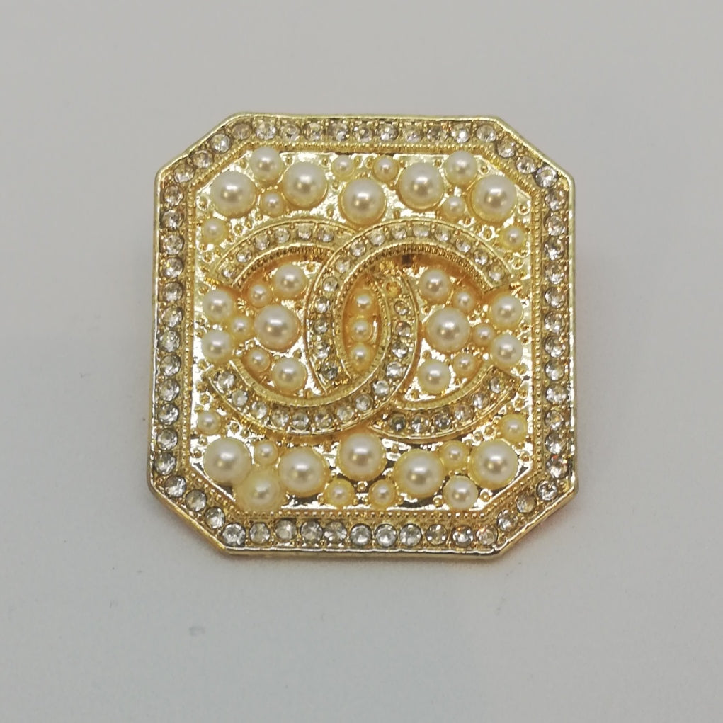 Brooch gold & pearls 38/40 mm