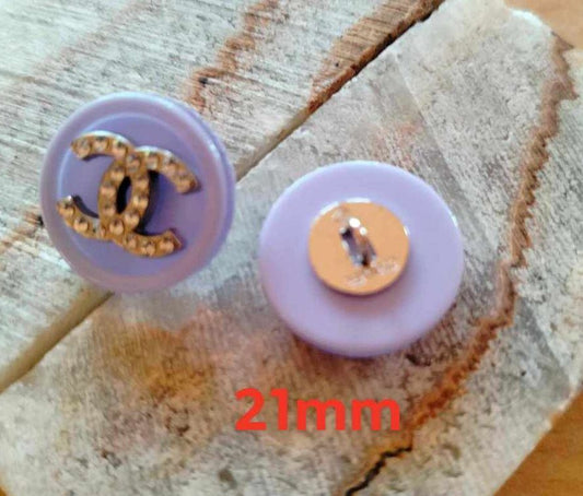 Buttons violet & zircon 21 mm