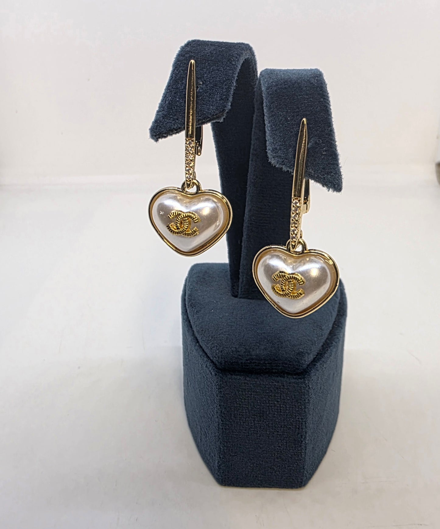 Earrings gold-plated brass & zircon.  length - 37 mm.