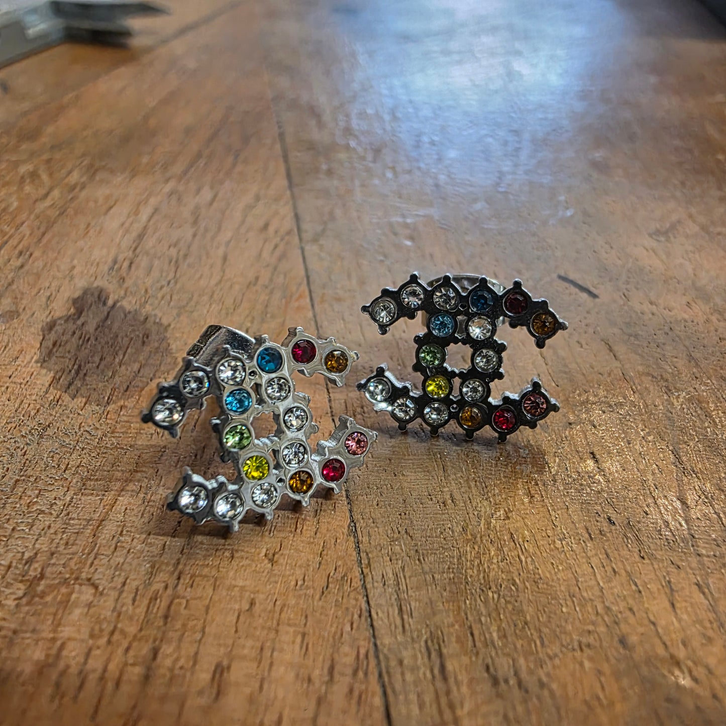 arrings, stainless steel and multicolor zircons,13/10 mmm