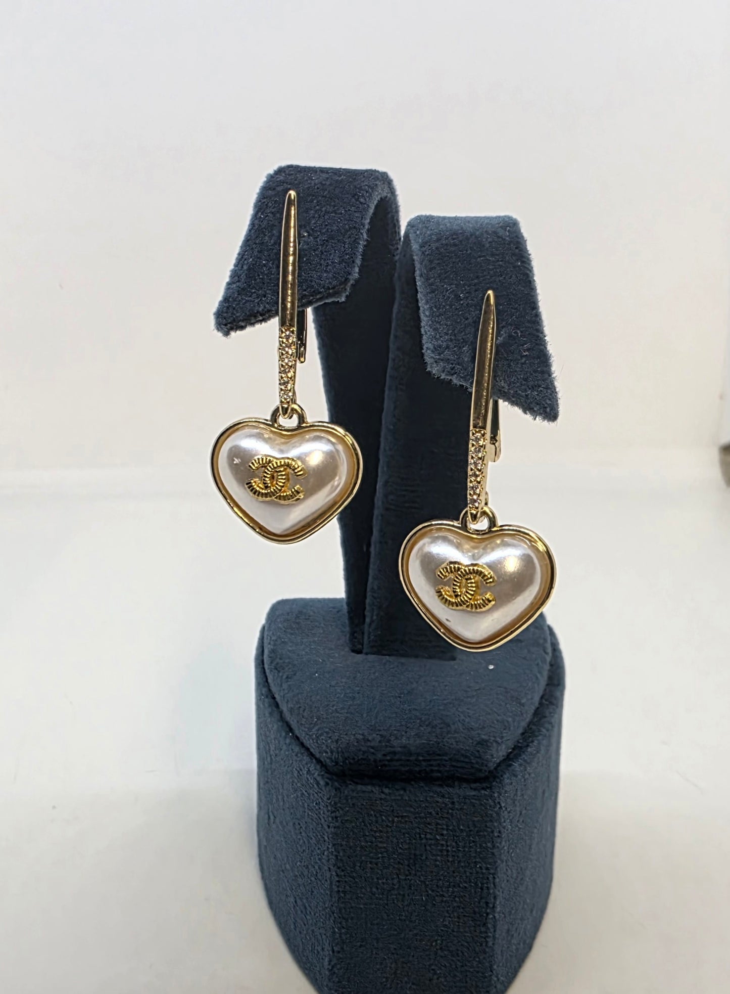 Earrings gold-plated brass & zircon.  length - 37 mm.