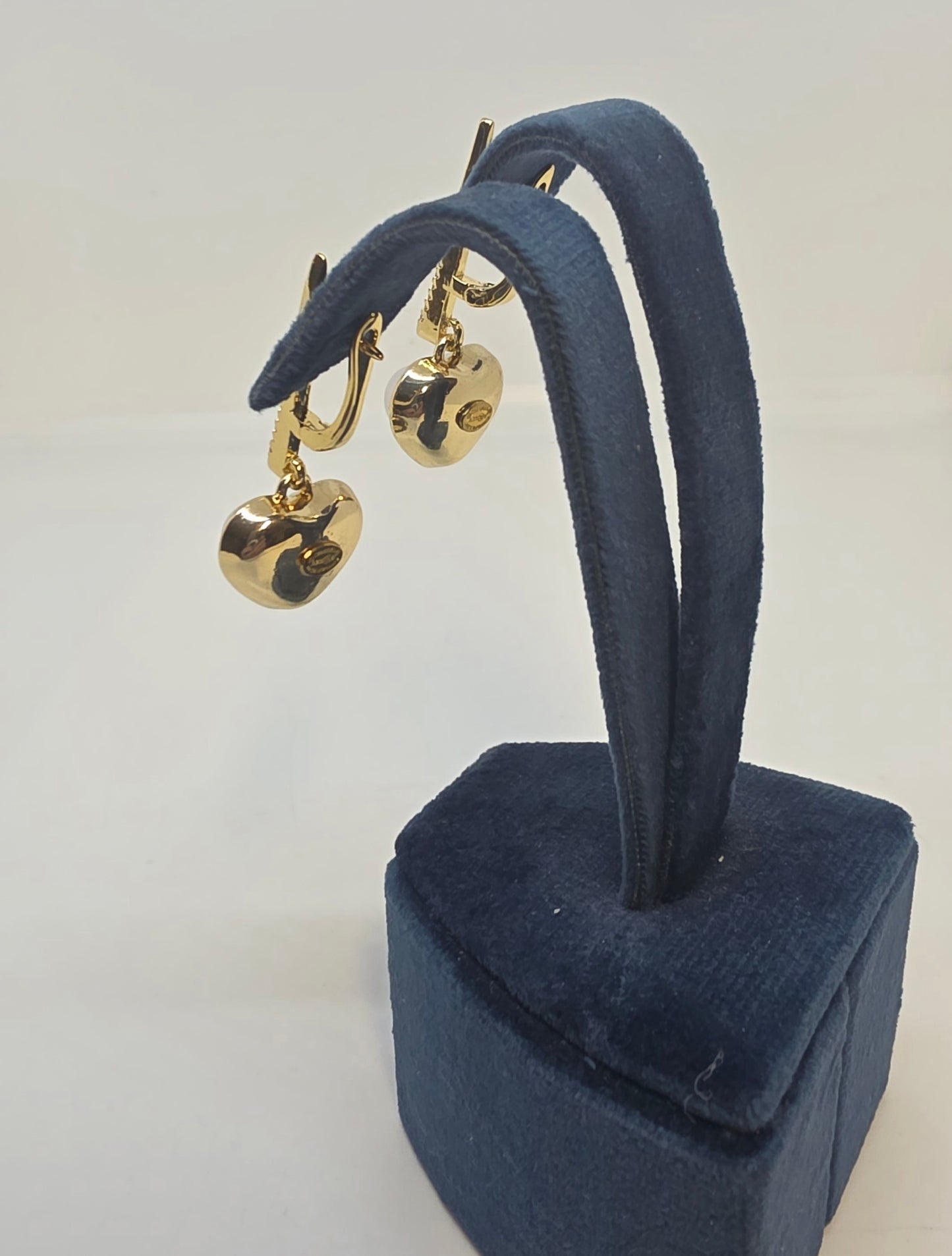 Earrings gold-plated brass & zircon.  length - 37 mm.