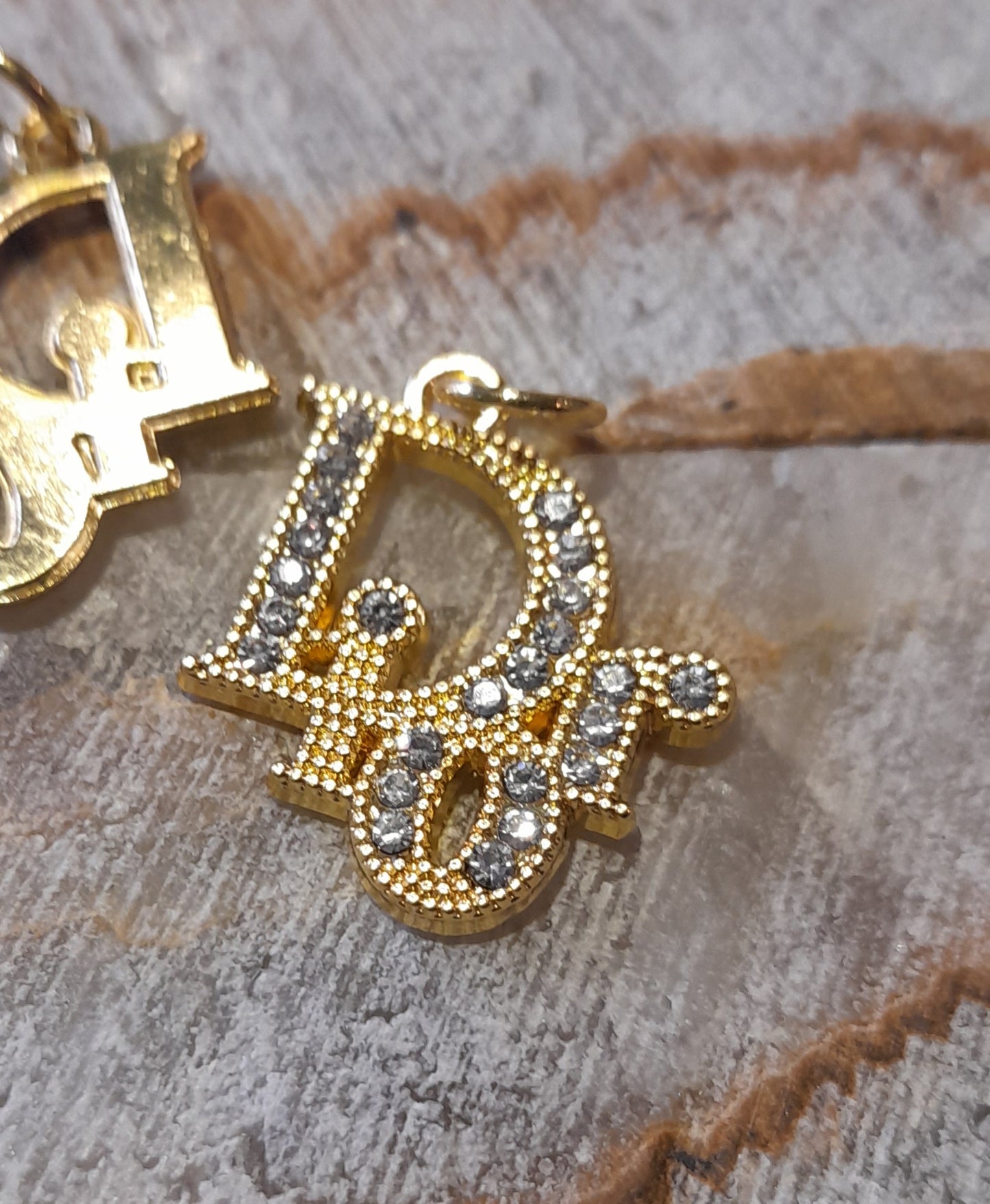 1 pendants gold&rhinestones 25 mm