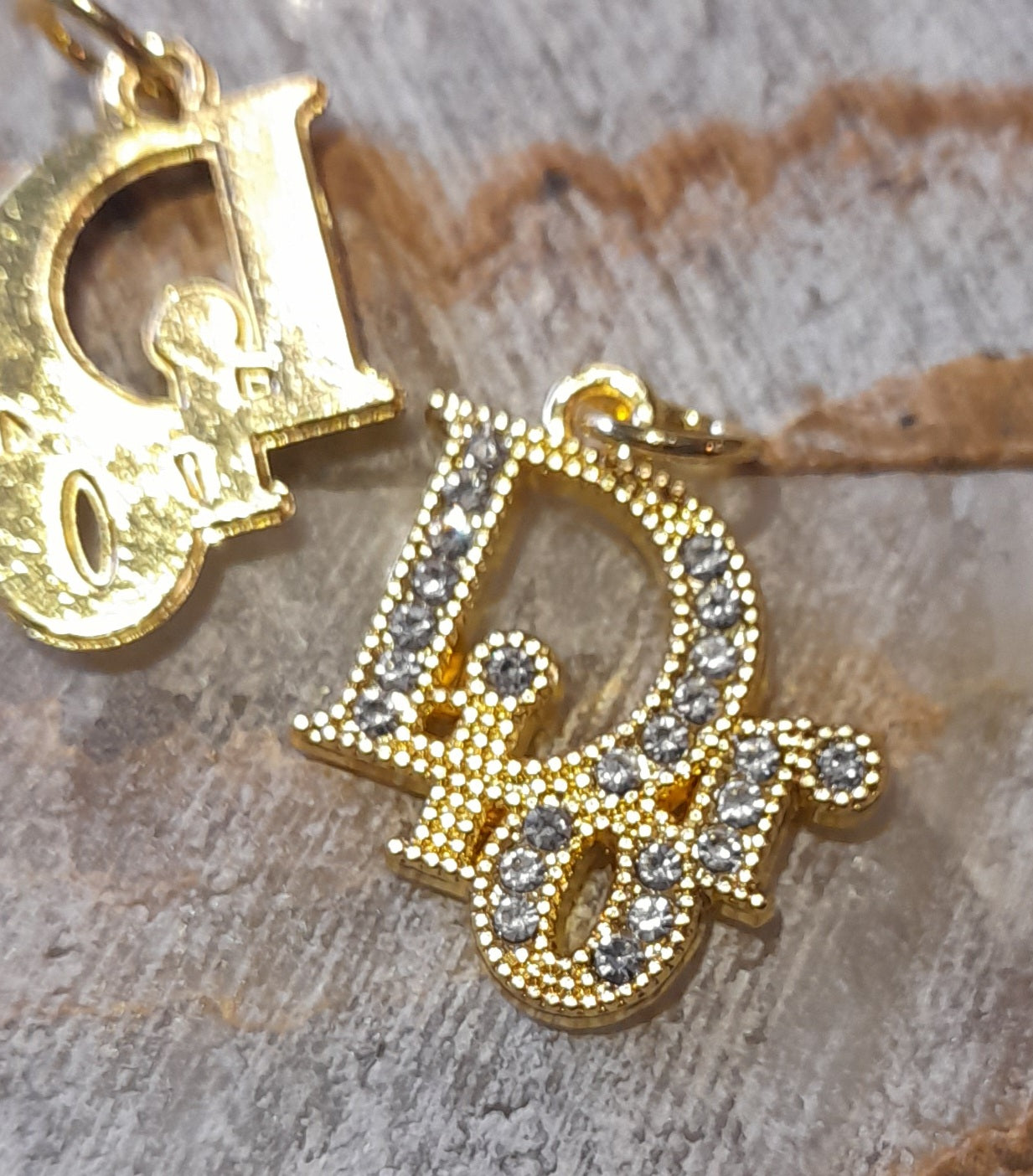 1 pendants gold&rhinestones 25 mm