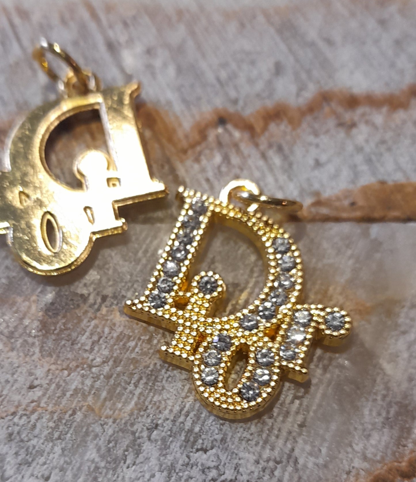 1 pendants gold&rhinestones 25 mm