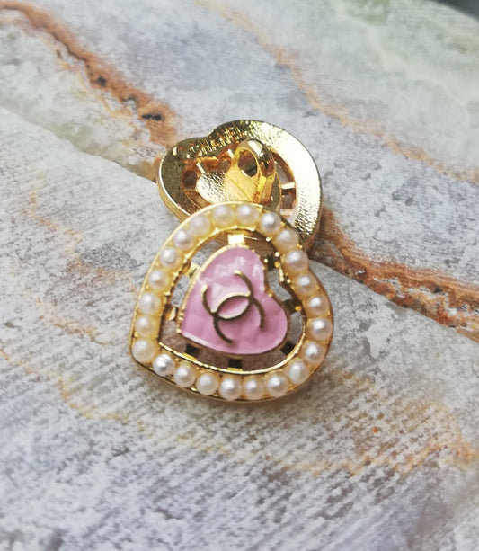 1 buttons gold&pink&pearl 14 mm