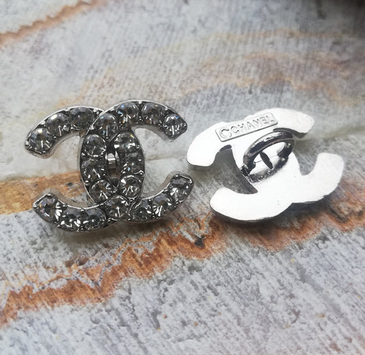 1 buttons silver&rhinestones 14/18 mm