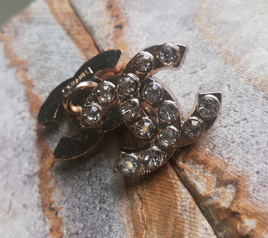 1 buttons gold&transparent rhinestones 16/20 mm