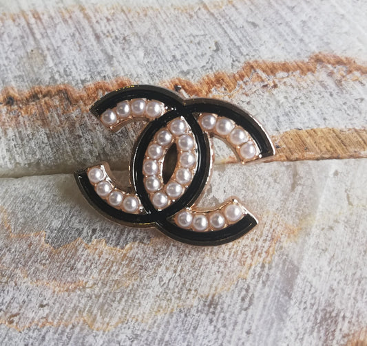 1 buttons gold/black&pearl 25/19 mm