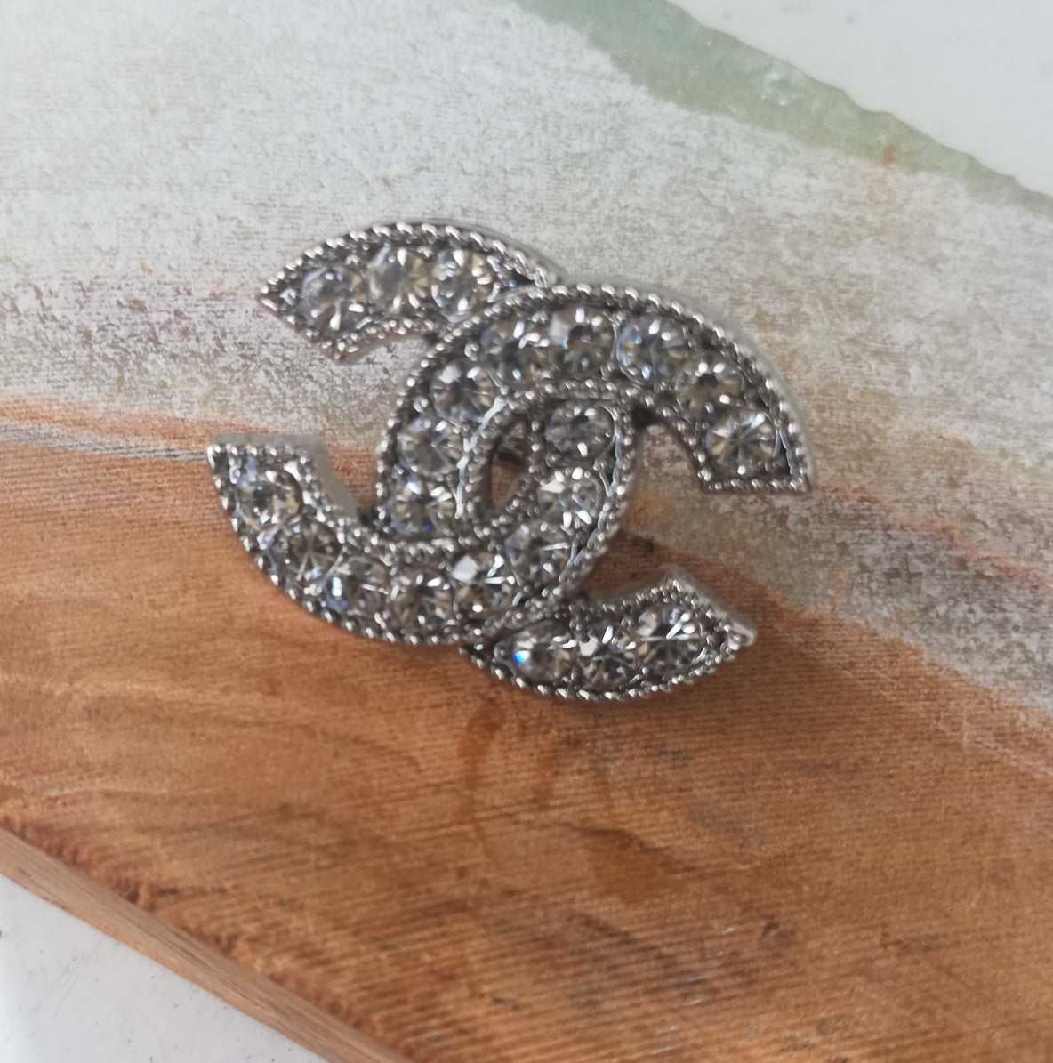 1 buttons silver&rhinestones 16/22 mm