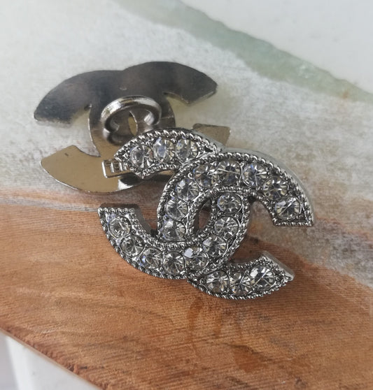 1 buttons silver&rhinestones 16/22 mm