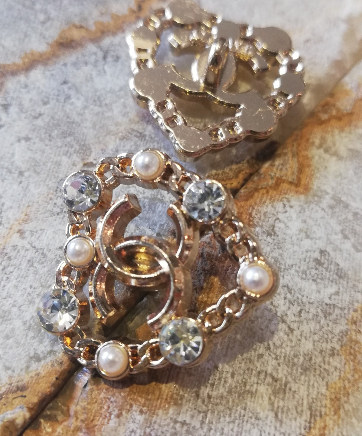 1c buttons gold&pearls&rhinestones   20/21 mm