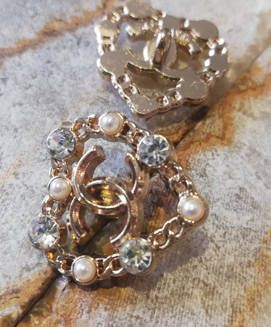 1c buttons gold&pearls&rhinestones   20/21 mm