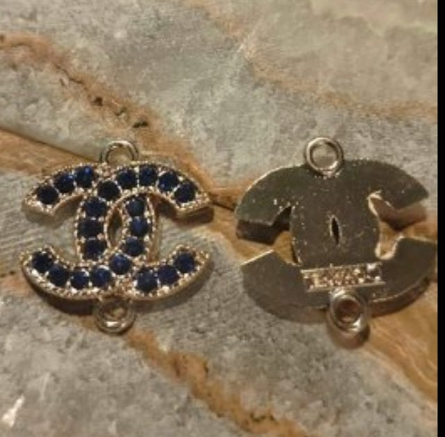 Pendants stamped gold& blue zircon 18/22mm