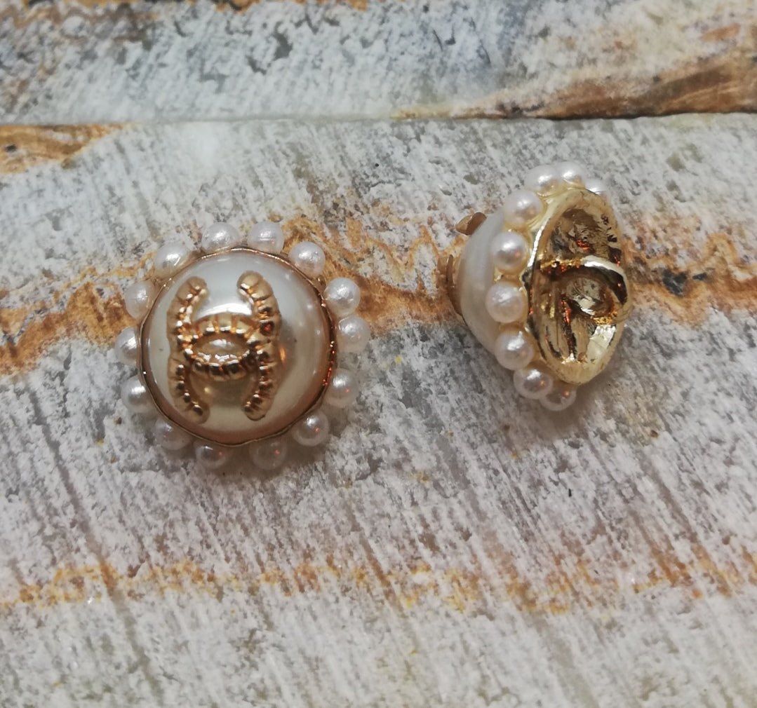 1 Buttons gold&pearl 12,5 mm