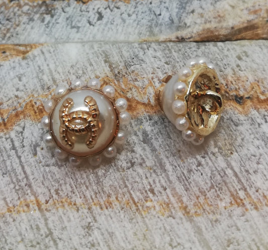 1 Buttons gold&pearl 12,5 mm