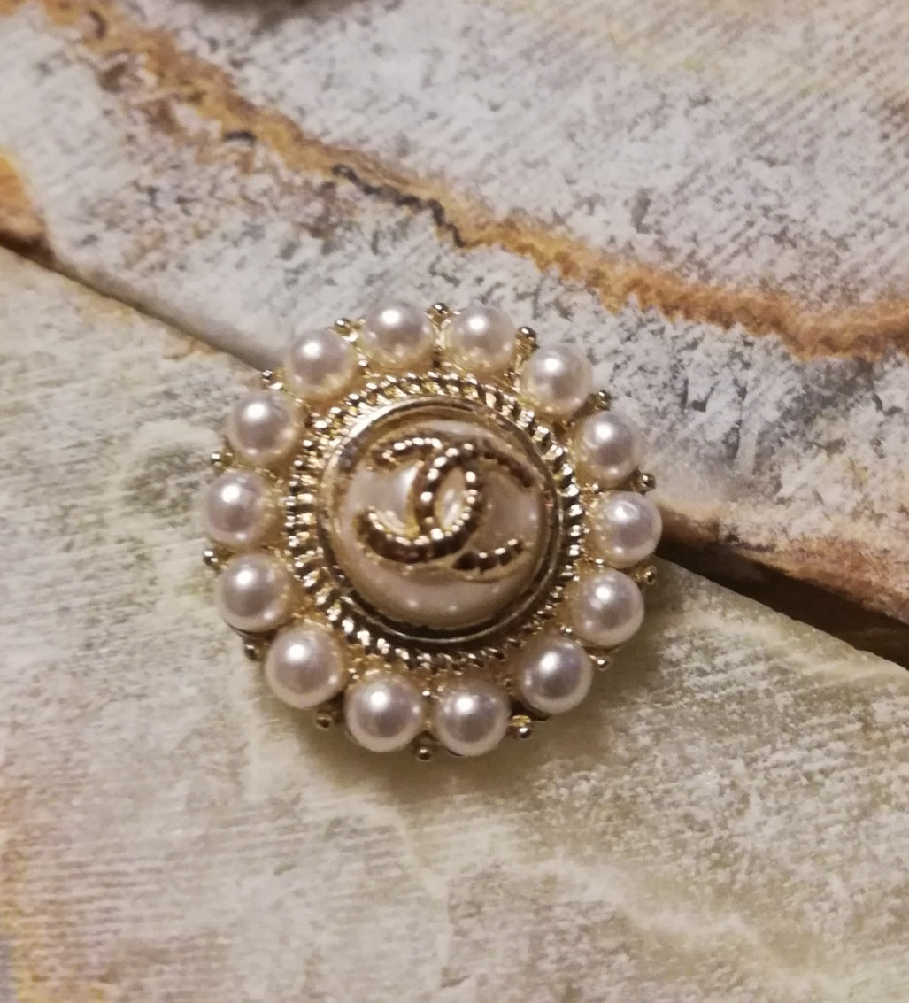 1 Buttons gold&pearl 19 mm