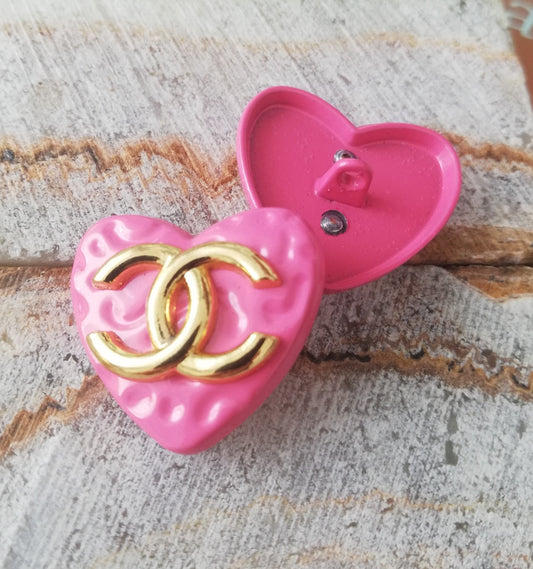1 Buttons pink&gold 25 mm
