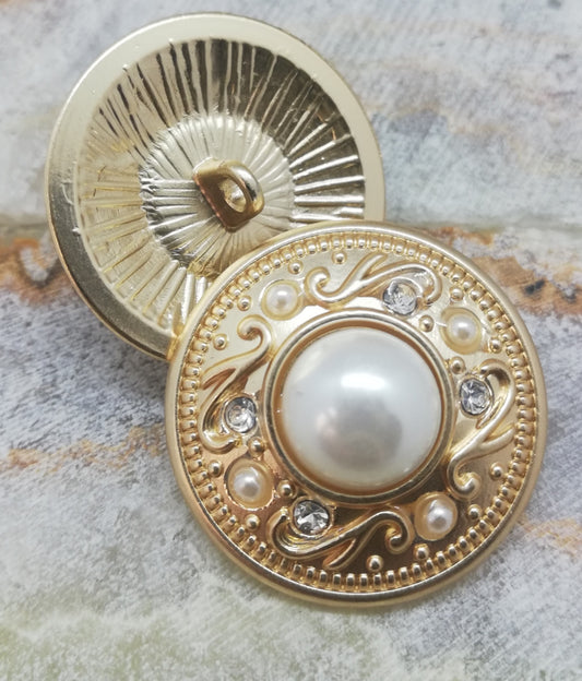 1 Buttons gold&pearl 25 mm