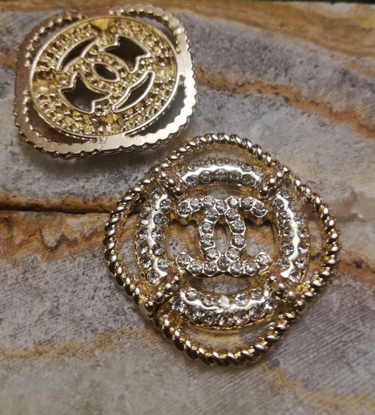 1 Buttons Gold&rhinestones 30 mm