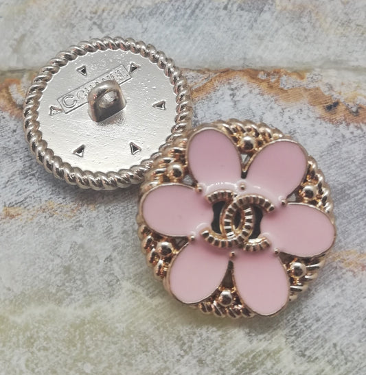 1 Buttons gold&pink 18 mm