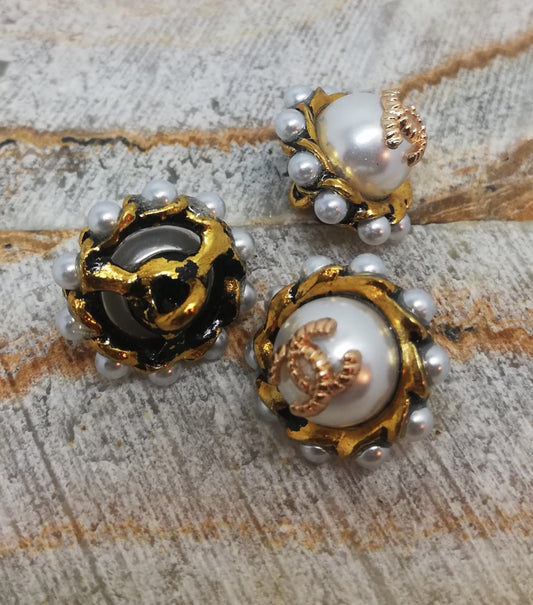 1 Buttons bronze&pearl 16 mm