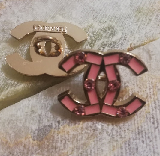 1 Buttons gold/pink 15/20 mm