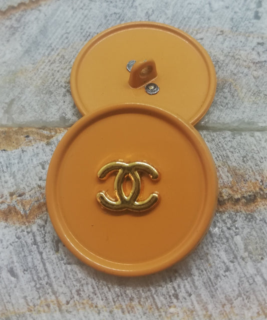 1 Buttons orange&gold 25 mm