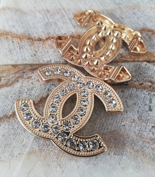 1 Buttons Gold&rhinestones 28/36 mm