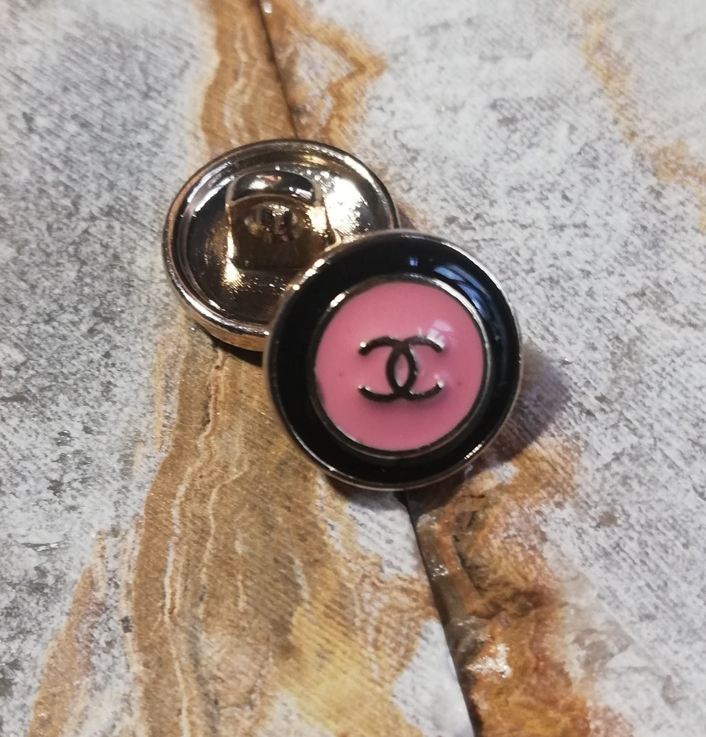 1 Buttons gold&pink/black 12 mm