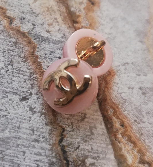 1 Buttons pink&gold 11mm